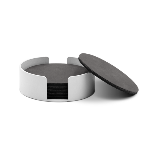 Untersetzer Leder / RAL 9016 Verkehrsweiss