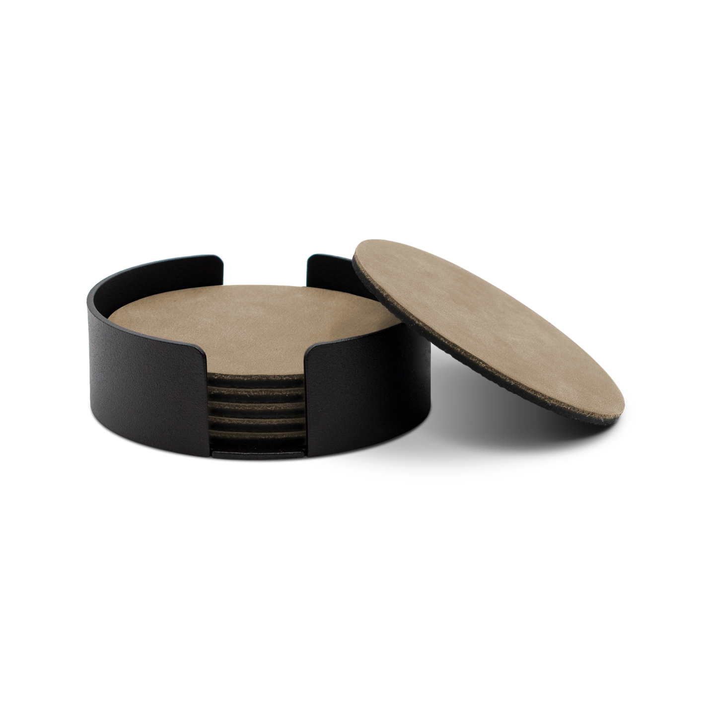 Untersetzer Leder / RAL 9005 Tiefschwarz