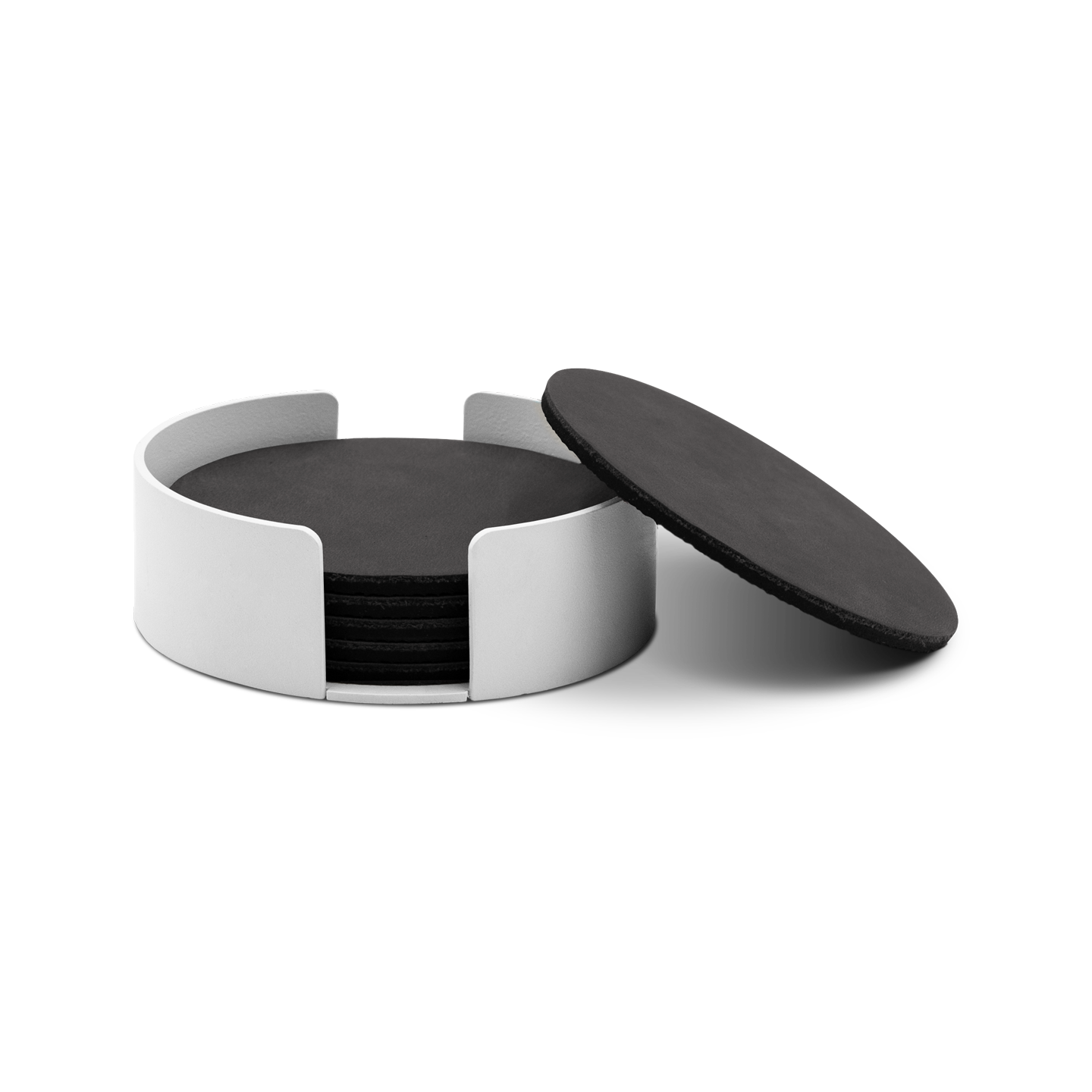 Untersetzer Leder / RAL 9016 Verkehrsweiss