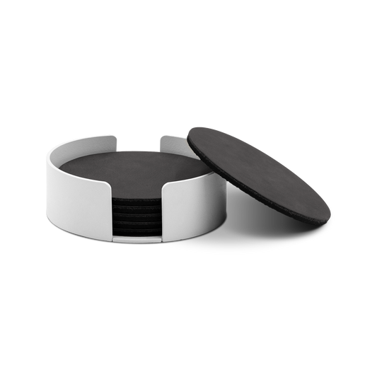 Untersetzer Leder / RAL 9016 Verkehrsweiss