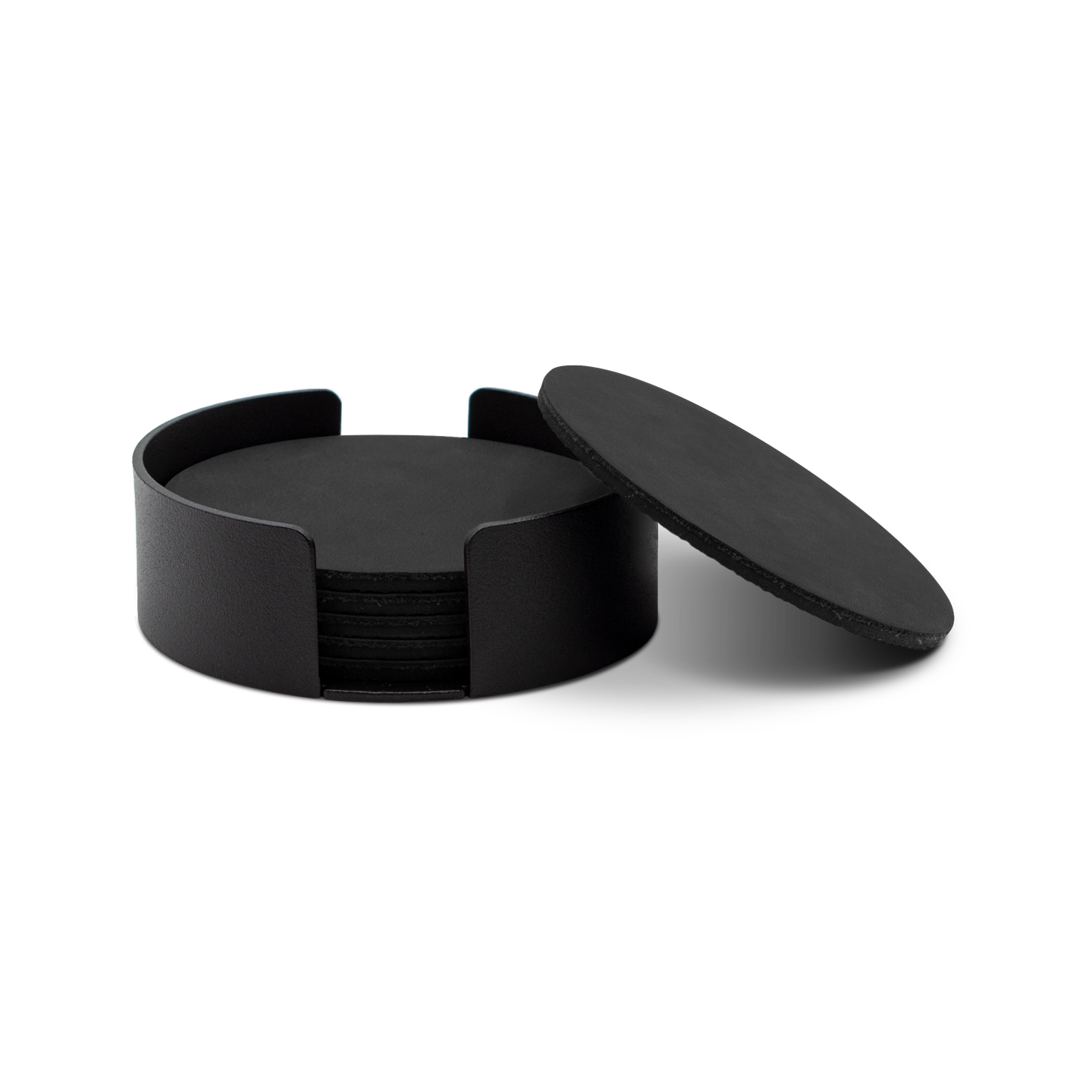 Untersetzer Leder / RAL 9005 Tiefschwarz