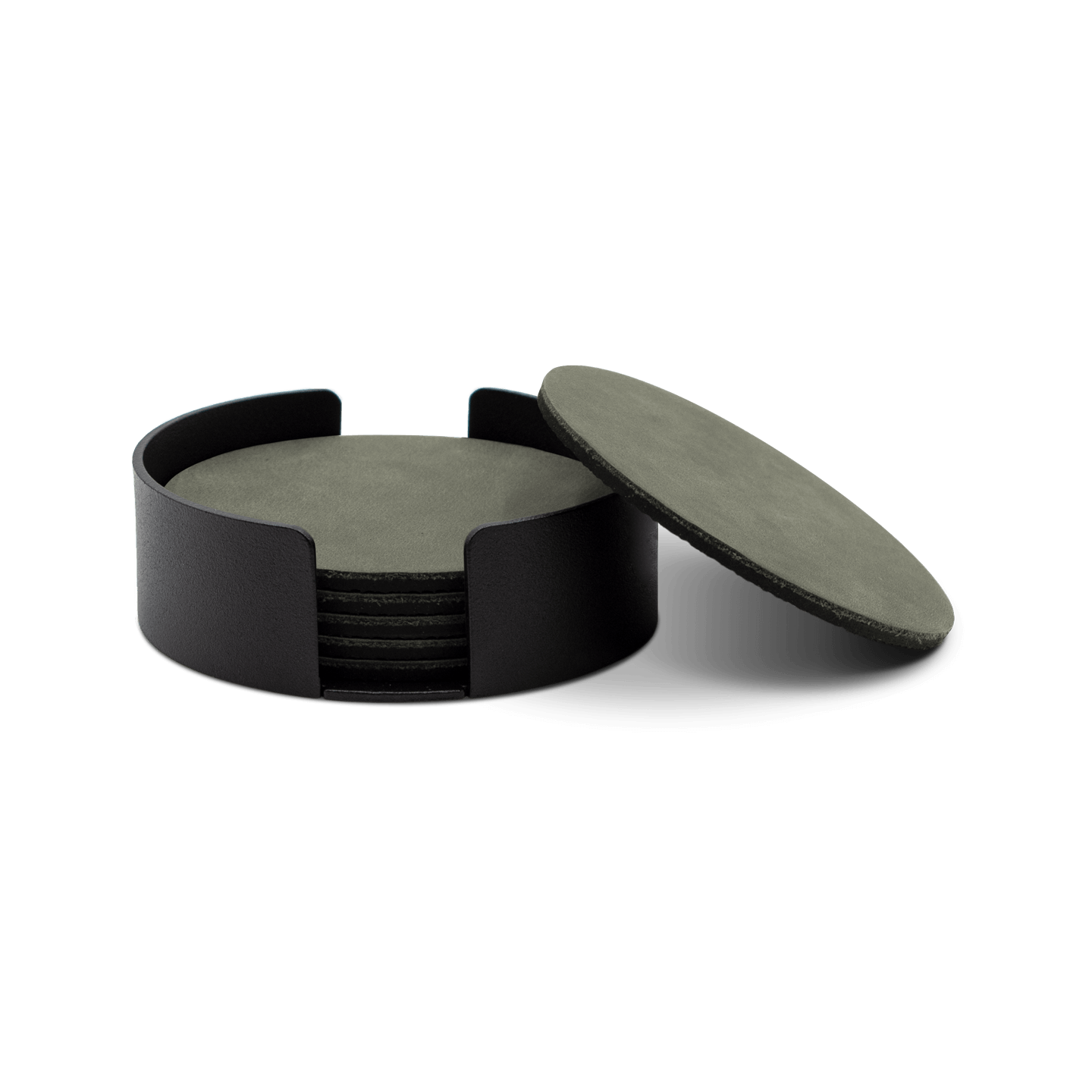 Untersetzer Leder / RAL 9005 Tiefschwarz