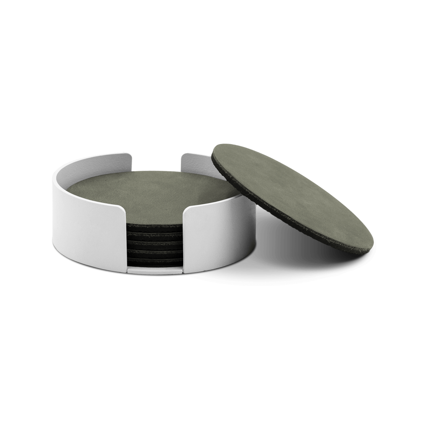 Untersetzer Leder / RAL 9016 Verkehrsweiss