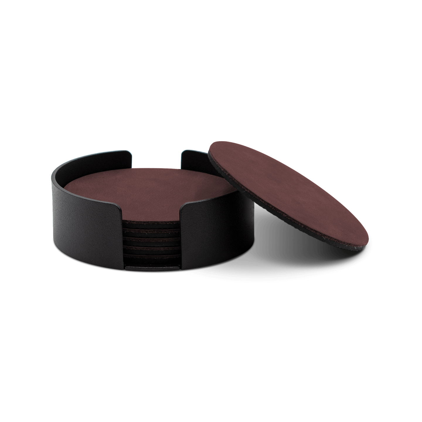 Untersetzer Leder / RAL 9005 Tiefschwarz