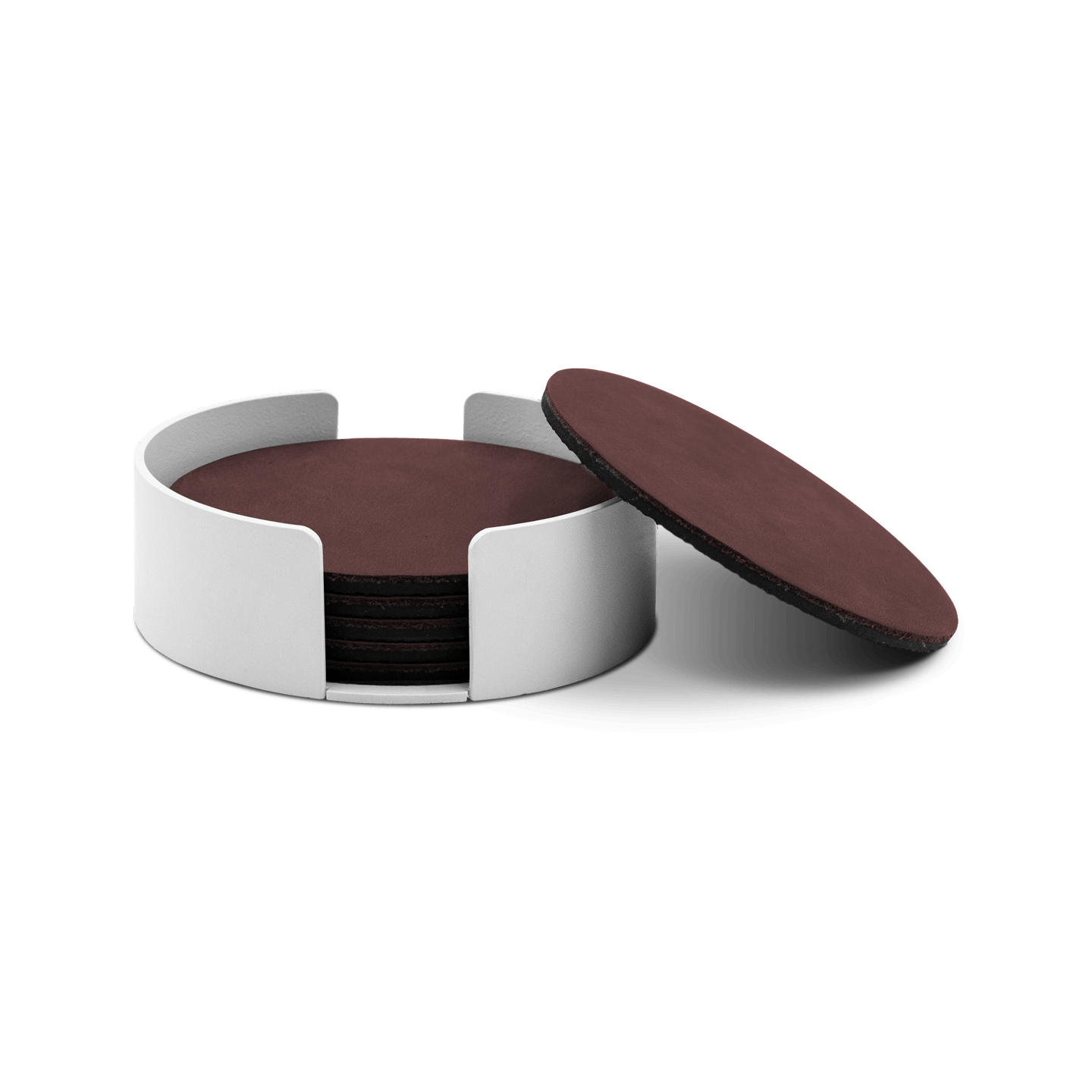 Untersetzer Leder / RAL 9016 Verkehrsweiss